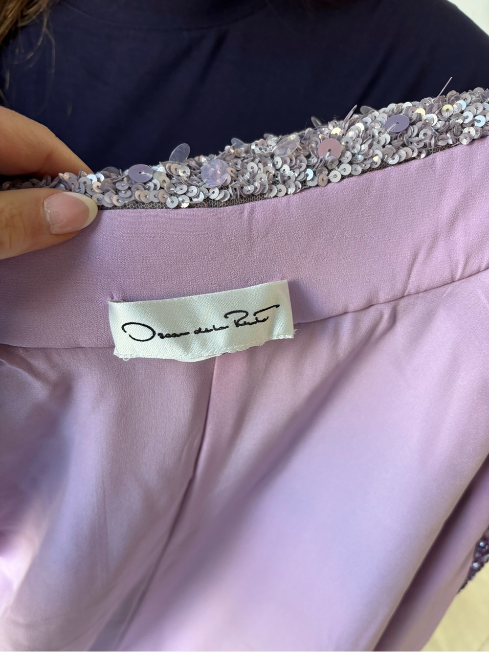 Oscar de la Renta Lavender Sequin-Trim Coat NWOT - Picture 9 of 9